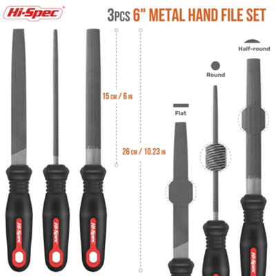 3PC ENGINEERS METAL FILE SET HALF ROUND FLAT ROUND SQUARE TRIANGULAR SOFT GRIP