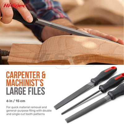 3PC ENGINEERS METAL FILE SET HALF ROUND FLAT ROUND SQUARE TRIANGULAR SOFT GRIP