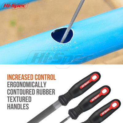 3PC ENGINEERS METAL FILE SET HALF ROUND FLAT ROUND SQUARE TRIANGULAR SOFT GRIP