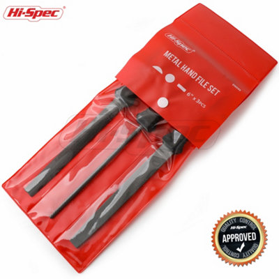 3PC ENGINEERS METAL FILE SET HALF ROUND FLAT ROUND SQUARE TRIANGULAR SOFT GRIP