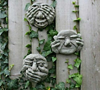3pc Garden Gargoyle Ornaments Hear Speak See No Evil