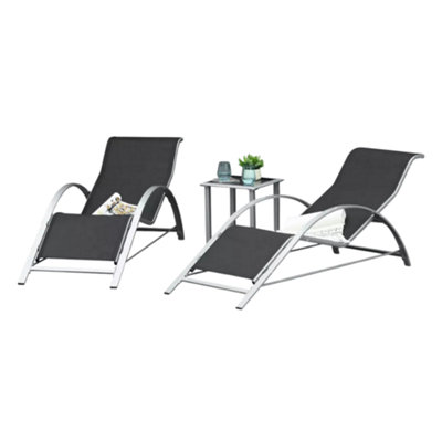 3pc Garden Sun Lounger Set with Table