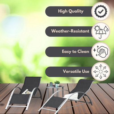 3pc Garden Sun Lounger Set with Table - 5