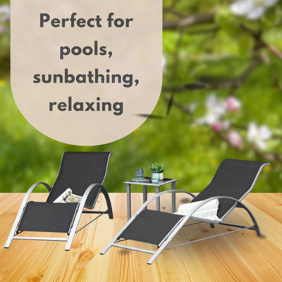 3pc Garden Sun Lounger Set with Table
