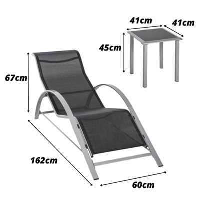 3pc Garden Sun Lounger Set with Table - 9