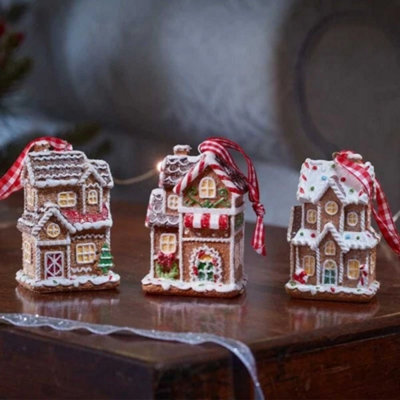 3pc Gingerbread House Tree Decoration Set
