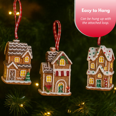 3pc Gingerbread House Tree Decoration Set