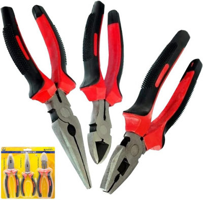 3PC HEAVY DUTY 6" COMBINATION LONG NOSE SIDE CUTTER CUTTING PLIERS SET ...
