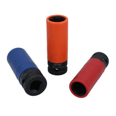 US PRO 7pc 1/2″ DR Alloy Wheel Impact Socket Set Colour Coded 3459
