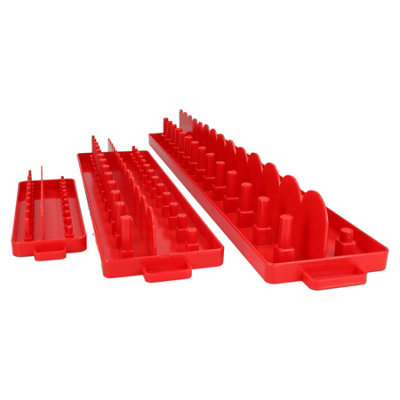 3pc Imperial AF SAE ABS Plastic Socket Holders Trays 1/4