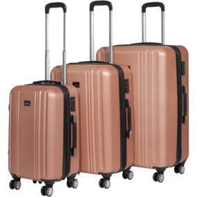 3pc Lightweight ABS Suitcase Set - Wheeled Travel Luggage Rose 20 24 28" Cases