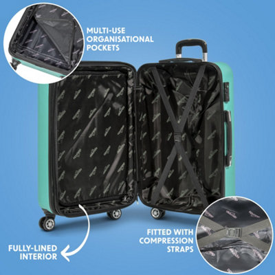 3pc Lightweight ABS Suitcase Set - Wheeled Travel Luggage Teal 20 24 28" Cases