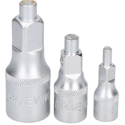3pc Magnetic Bits Socket Set Driver For Nuts + Bolts Mixed 1/4" 3/8" 1/2" Drive