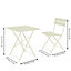 3pc Metal Cream Square 2 Seater Folding Patio Set Summer Outdoor Garden Dining Table & Chairs Set Bistro Set