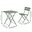 3pc Metal Green Square 2 Seater Folding Patio Set Summer Outdoor Garden Dining Table & Chairs Set Bistro Set