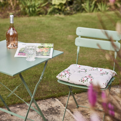 3pc Metal Green Square 2 Seater Folding Patio Set Summer Outdoor Garden Dining Table & Chairs Set Bistro Set - 4