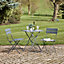3pc Metal Grey Square 2 Seater Folding Patio Set Summer Outdoor Garden Dining Table & Chairs Set Bistro Set