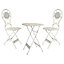 3pc Metal Two Seater Ivory Oval Summer Outdoor Garden Table & Chairs Bistro Set