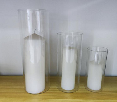 Customize Tall Clear Acrylic LED Candle Holder for Table Centerpiece