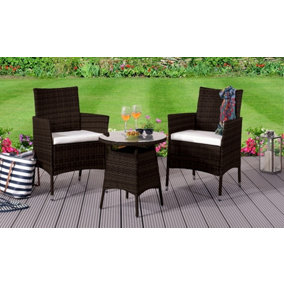 3PC Rattan Bistro Set Outdoor Garden Patio Furniture in Chocolate with Cover