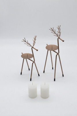 3pc Reindeer Candle Holder Set