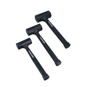 3pc Rubber Dead Blow Hammer Set Hammers Mallets 1lb 2lb 3lb Shot Loaded