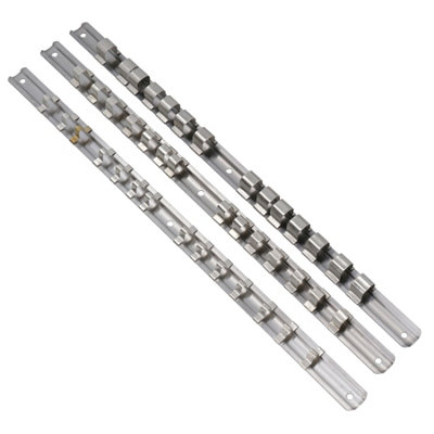 3pc Socket Rail Set 1/2" 3/8" 1/4" Storage Holder Grip Organiser DIY