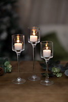 3pc Staggered Glass Votive Candle Holders