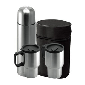 3pc Stainless Steel Flask Set with Carrying Case