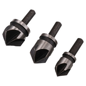 3pc Tapered Countersink Drill Bits Deburring Tools Hole Bore 1/2" 5/8" and 3/4"