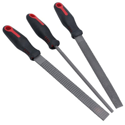 3pcs 8" / 200mm Wood Rasp File Set with Soft Grips Woodworking Carpentry