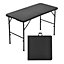 3Pcs Black Folding Rattan Effect Plastic Garden Camping Trestle Table and Bench Set 4ft