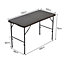 3Pcs Black Folding Rattan Effect Plastic Garden Camping Trestle Table and Bench Set 4ft