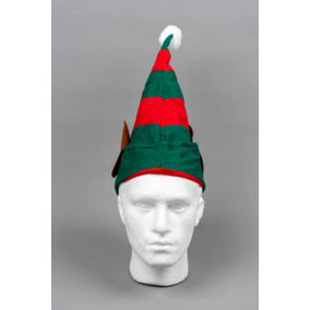 3pcs Christmas Elf Hat with Ears Xmas Santa Helper Hat Red and Green Xmas Fancy Dress Pom Party Costume Accessories One Size Adult