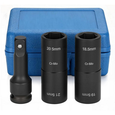 3Pcs Double Sided Wheel Nut Socket 18.5-21.5mm