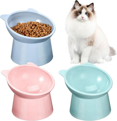 3PCS Elevated Tilted Cat Bowls Pet Raised Food Bowl Pet Feeder Waterer for  Cats Dogs Grey