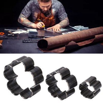 3PCS Flower Cutter Set-Alloy Steel Hollow Punch Tool for Handmade Leather,Sizes:1.2in,2in,2.8in