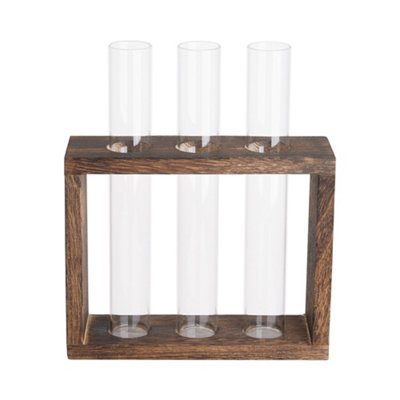 3Pcs Glass Terrarium Planters with Wooden Holder Test Tubes Office Decoration Plant Lover Gifts