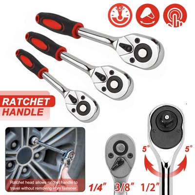 3PCS HEAVY DUTY QUICK RELEASE RATCHET HANDLE SET CARBON STEEL 1/4