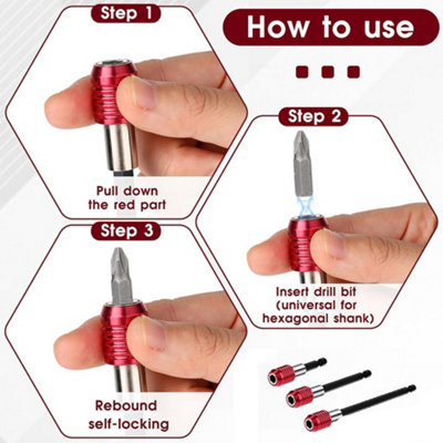 3PCS Magnetic Quick Release Bit Holder Set - 1/4 Hex Drill Bit ...