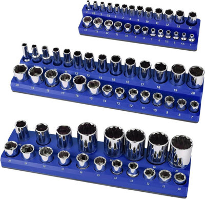3PCS Magnetic Socket Organizer Storage Holder Tool Drive Metric