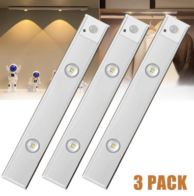 3PCS Motion Sensor Closet Lights, Rechargeable 3 Color Temps Magnetic ...