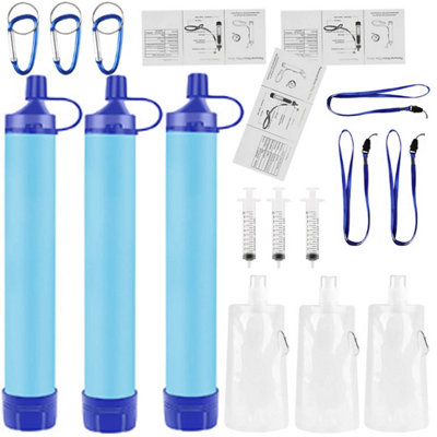 3PCS Outdoor Mini Water Filter Straw Camping Purification Portable ...