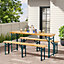 3Pcs Rustic Folding Portable Fir Wood 4 Seater Garden Dining Furniture Set Patio Table and Bench Set