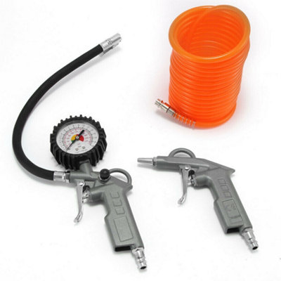 3PCS/SET Compressor Air Tool Kit with Pressure Gauge with 5M Spiral Air ...