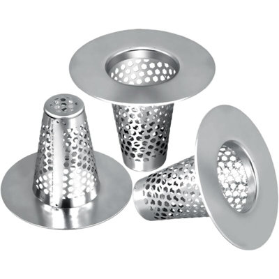thumbnail image 2 of 3-Pack Stainless Steel Sink Strainer Set – Tub Drain Protector, Hair Catcher, Silver Stopper 2 of 6