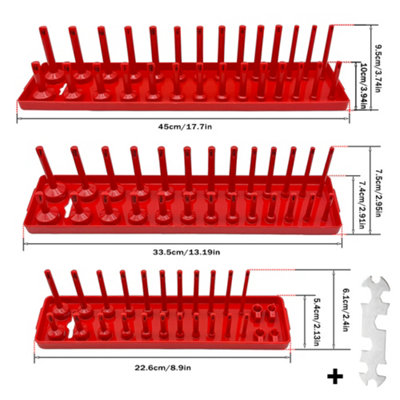 3PCS Socket Stand Tray Rack Storage Rail Holder 1/2 3/8 1/4 Sockets ...
