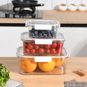 3Pcs Transparent Stackable Bento Lunch Box Food Storage Container Set
