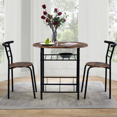 3Piece DiningTable & Chair Set for Kitchen, Dining Room, Compact Space Wooden Steel Frame