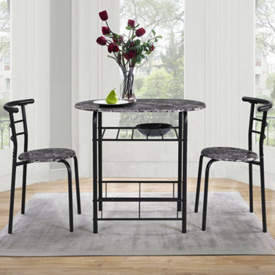 3Piece DiningTable & Chair Set for Kitchen, Dining Room, Compact Space Wooden Steel Frame